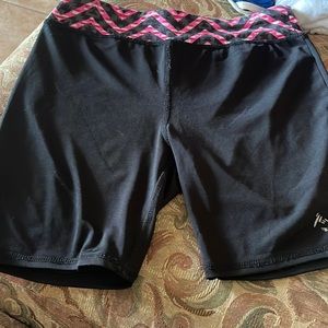 Biker shorts, black and pink on waistband. Brand- Rebox